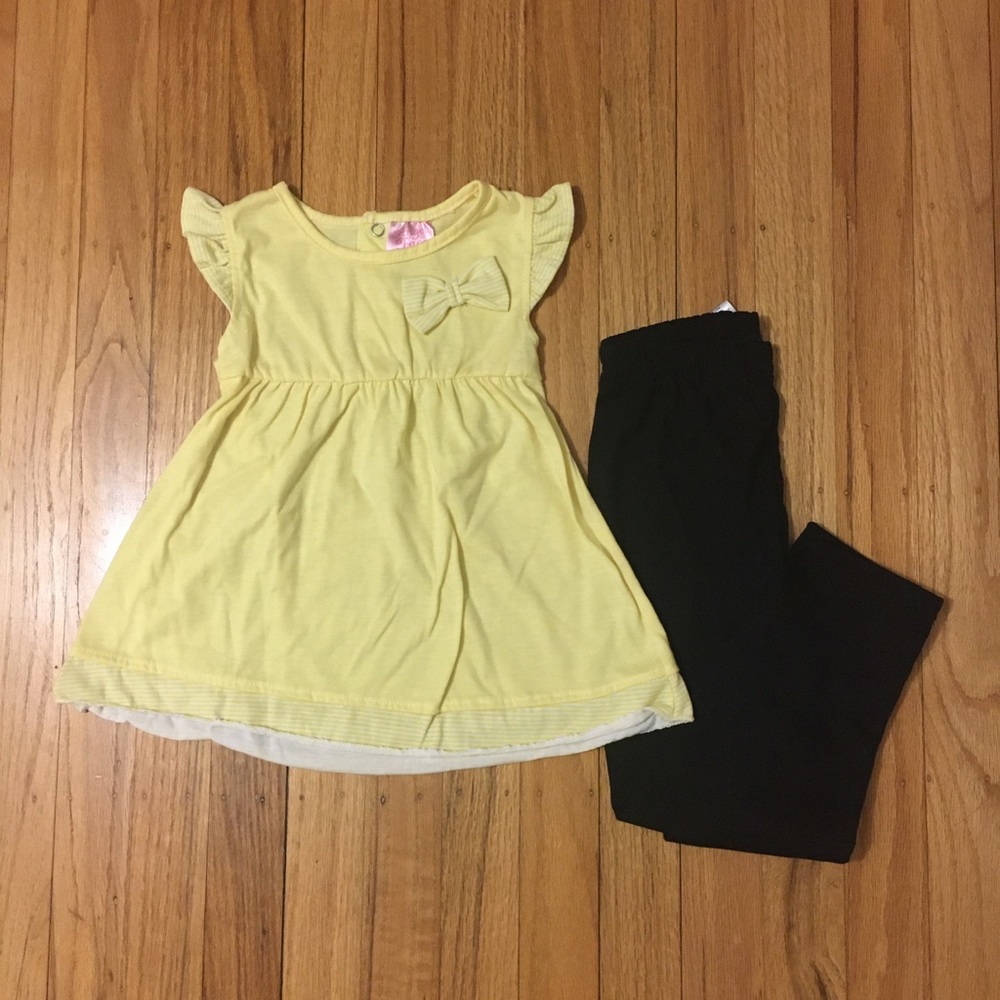Yellow and black flutter Sleeved Set